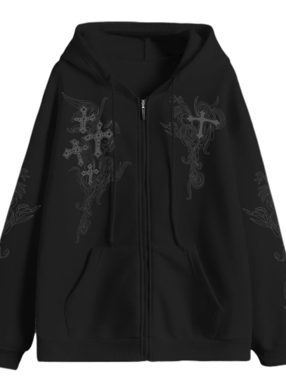 Zip Up Hoodies Y2k Jacket Graphic Gothic Jackets Grunge Cross Hoodie Baggy